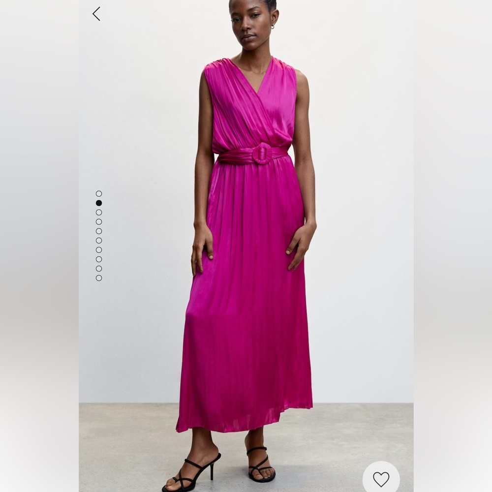 MANGO Pleated satin dress